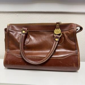 Brahmin Leather Handbag Vintage Two Tone Brown Top Handle Bag 12x8x5